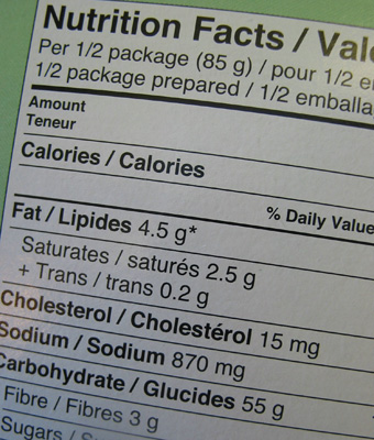 image of a nutrition label